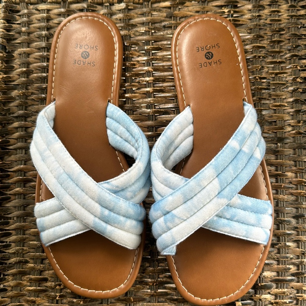 Shade‎ and Shore Tie Dye slip on sandals clouds blue women’s size 8